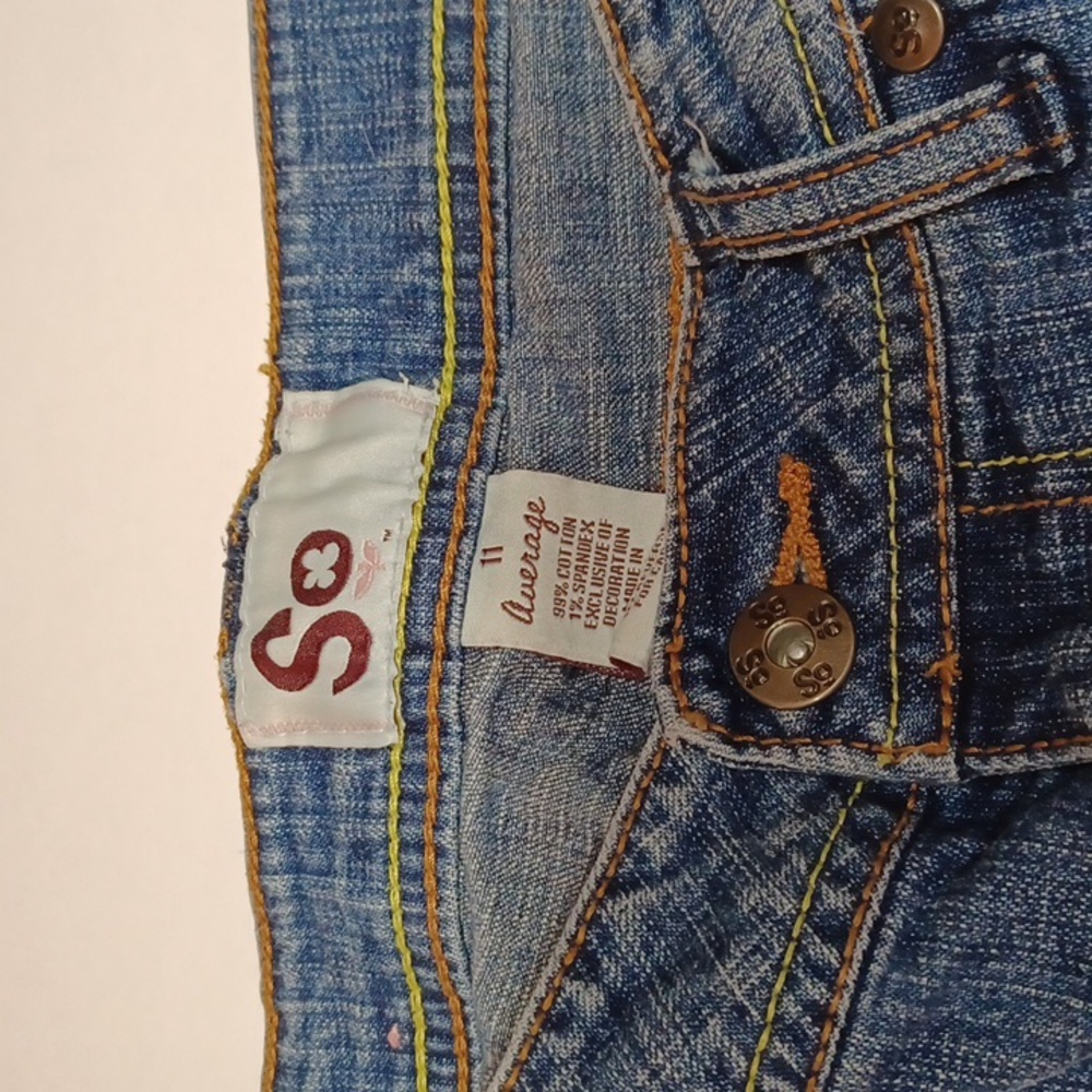 SO flare juniors size 11 Average jeans top yellow stitches boot cut - Picture 2 of 10